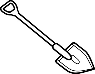 Shovel In Dirt Line Art Vector Illustration