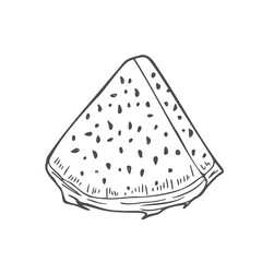 Dragon fruit slices in vector sketch. A piece of pitahaya