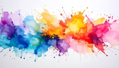 Vibrant Splash of Watercolor Paint on White Canvas in Natural Daylight Close-Up Style