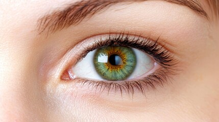Obraz premium Captivating green eye closeup look at natural beauty and long dark eyelashes
