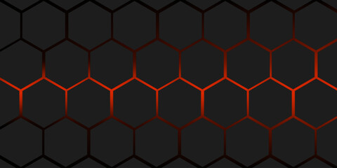 grey and orange hexagons modern background 3d illustration