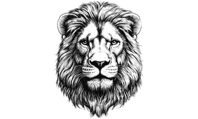 Old Engraving Style Lion Head Illustration, Vintage Animal Art, Detailed Black Sketch, Rustic Wildlife Design, Antique Engraving Drawing, Wall Decor, trendy wild animal artwork