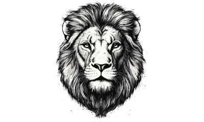 Vintage Lion Head Illustration in Old Engraving Style, Black Sketch Effect, Rustic Wildlife Wall Decor, Detailed Animal Art, Antique Drawing, trendy vintage art print