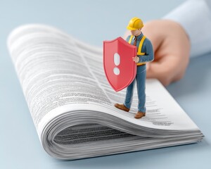 Construction Worker Holding Shield on Documentation for Safety Measures