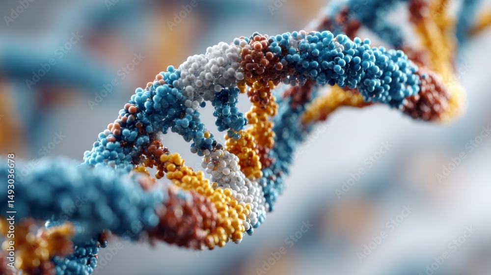 Poster vibrant dna helix structure representing genetic patterns and codes