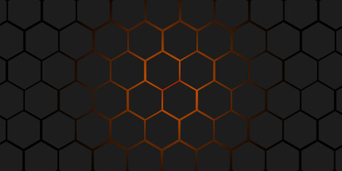 black and orange hexagons modern background illustration