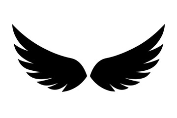 Wings vector illustration featuring a flying bird silhouette with feathers, ideal for a tattoo design or freedom symbol