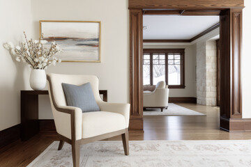 Fototapeta premium contemporary living room that beautifully integrates traditional design elements featuring blend of classic