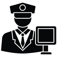 security guard element isolated cctv monitor on white background