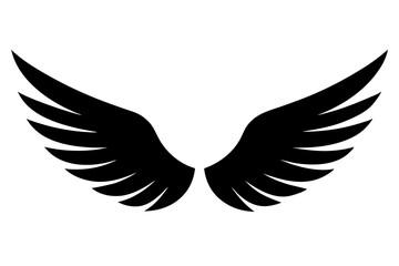 Flying dove and eagle silhouettes with outstretched wings symbolize freedom and nature