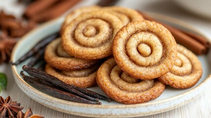 Cinnamon swirl cookies on a plate