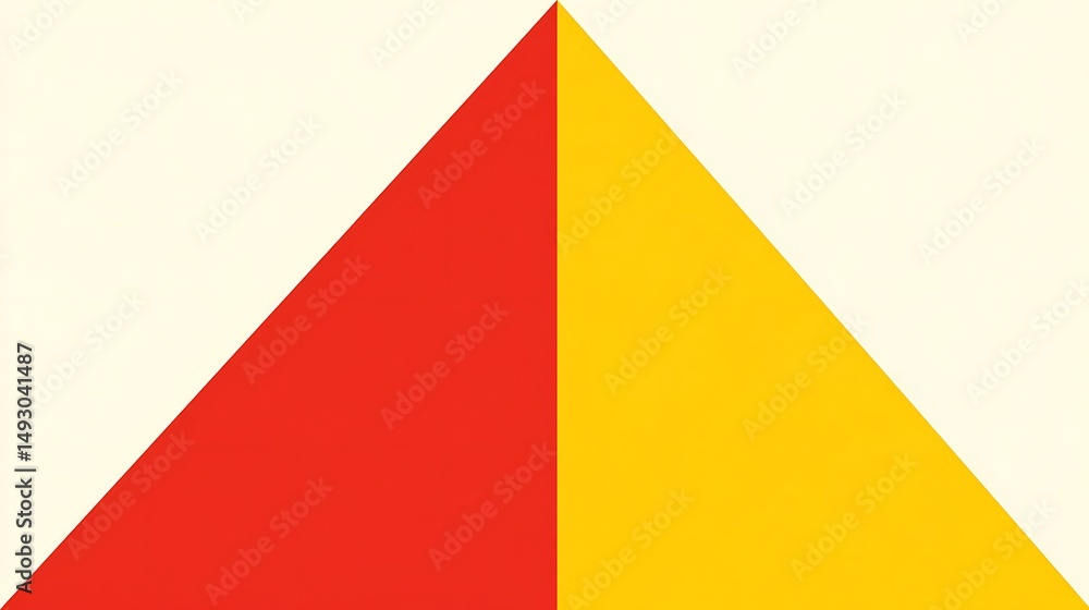 Poster red triangle intersected by dynamic yellow lines on a vibrant background, captured in ultra-high-def
