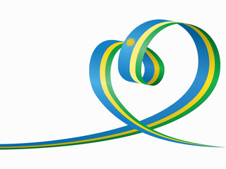 Rwandan flag heart shaped ribbon. Vector illustration.