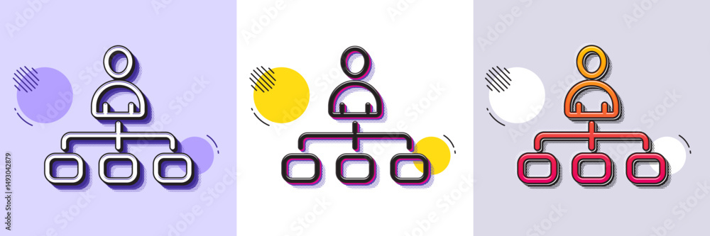 Aufkleber management line icon. halftone dotted pattern. gradient icon with grain shadow. business strategy si