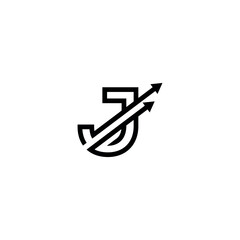 Creative Letter J Initial Logo with Dynamic Arrow, Vector Identity for Fast-Growing Companies.