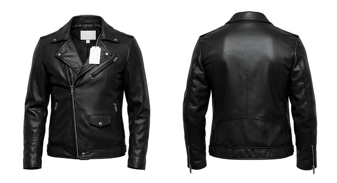 Sleek black jacket showcased front and back