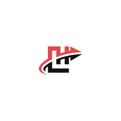 Creative Letter LH HL Initial Logo with Dynamic Arrow, Vector Identity for Fast-Growing Companies.