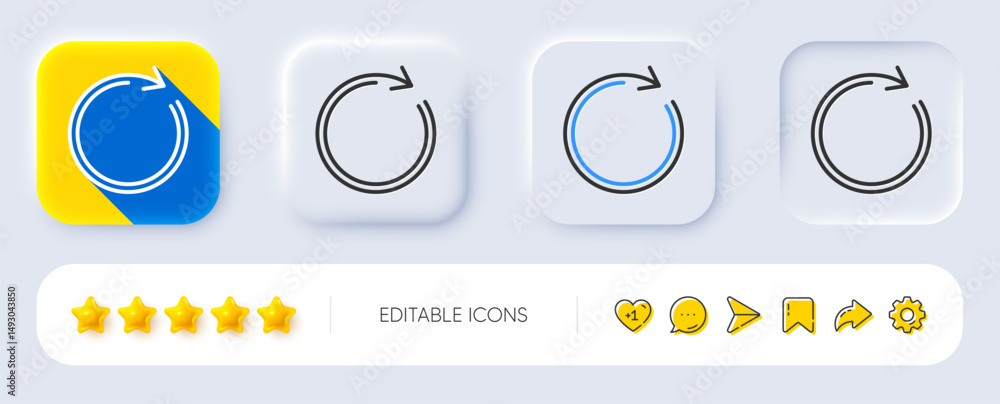 Poster refresh line icon. neumorphic, flat shadow, 3d buttons. rotation arrow sign. reset or reload symbol.