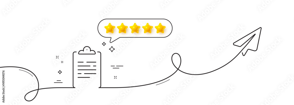 Poster clipboard document line icon. continuous line with share plane. agreement file sign. survey record s