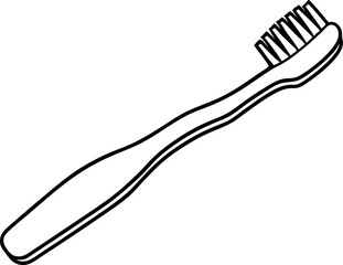 Toothbrush With Toothpaste Line Art Vector Illustration