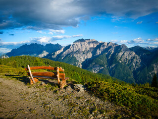 View on Lienzer Dolomiten mountains in the Osttirol region on a summer late afternoon