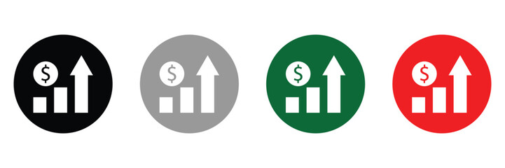 Cost Increase Vector Icons Set &ndash; Financial Growth and Expense Rise Symbols

