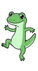 Naklejka premium Happy green lizard dancing cartoon