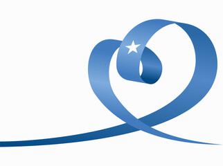 Somalian flag heart shaped ribbon. Vector illustration.