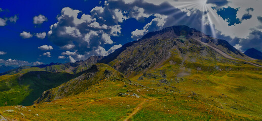 View on mountains above Defereggental valley on a summer day