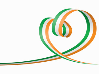 Irish flag heart shaped ribbon. Vector illustration.