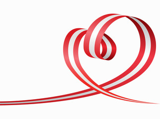 Fototapeta premium Peruvian flag heart shaped ribbon. Vector illustration.