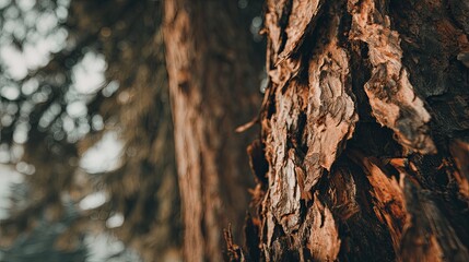 Detailed Closeup of Tree Bark Texture in Forest
