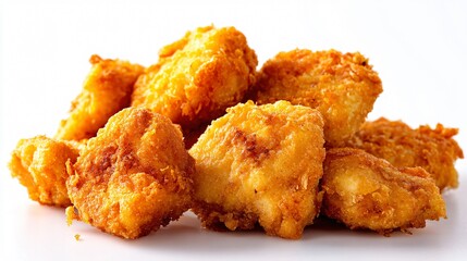 Delicious Crispy Fried Chicken Nuggets on Plate with Copy Space