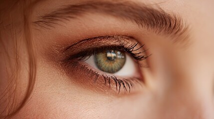 Beautiful Close-Up of Womans Eye with Natural Makeup