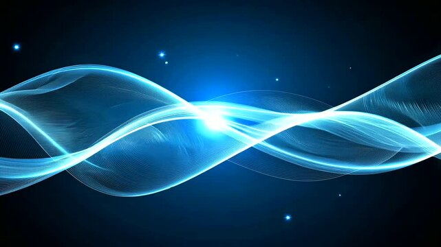 Wave pattern with light curves on a blue background