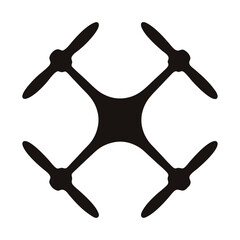 Abstract Drone Silhouette with Four Propellers, Simplistic Design in Dark Color