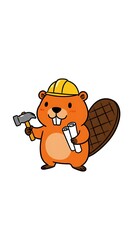 Naklejka premium Industrious beaver architect with blueprints