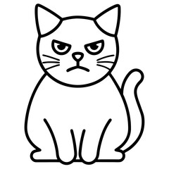 Obraz premium Grumpy-cat-icon on white background, Instant Digital Download.