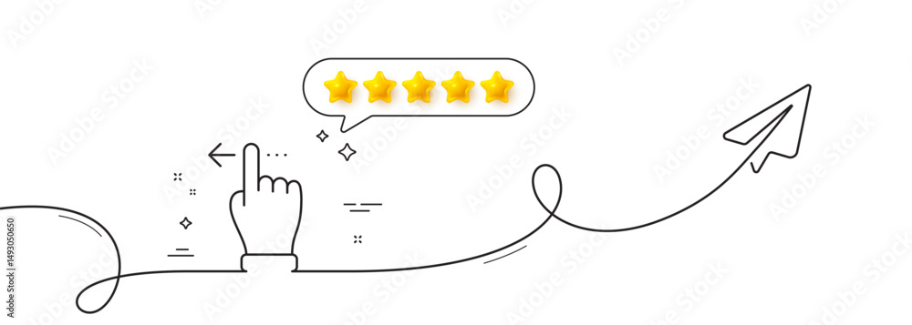 Poster touchscreen gesture line icon. continuous line with share plane. slide left arrow sign. swipe action