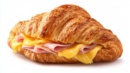 Delicious Ham and Cheese Croissant on White Background for Food Lovers