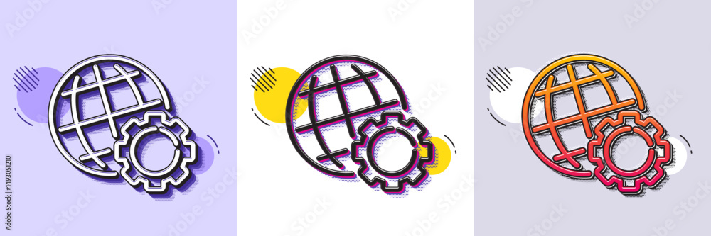 Aufkleber globe line icon. halftone dotted pattern. gradient icon with grain shadow. world or earth sign. glob