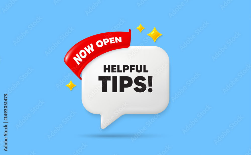 Poster helpful tips ribbon speech bubble. now open flag ribbon. helpful tips tag. education faq sign. help 
