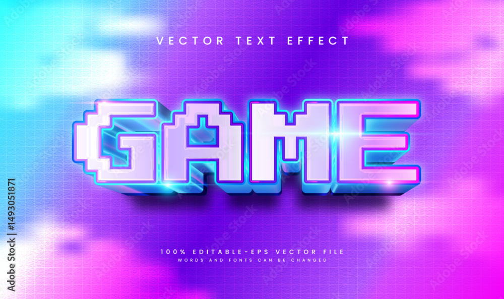 Aufkleber 3d game editable vector text effect. suitable for modern ui gaming theme asset.