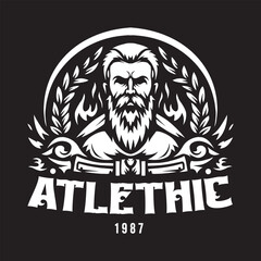 Vintage illustration of strong man with beard