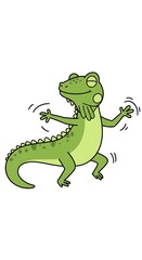 Obraz premium Jolly green lizard struts a dance
