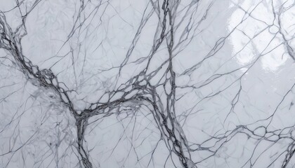 White Marble Texture with Dark Veins Close-Up