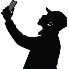 Silhouettes of people dancing including a girl with a microphone in black vector style