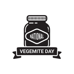 National Vegemite Day Silhouette Vector Illustration, Solid White Background.