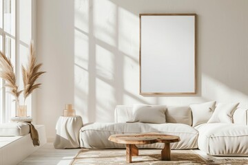 Bright Minimalist Living Room with Natural Light and Neutral Tones