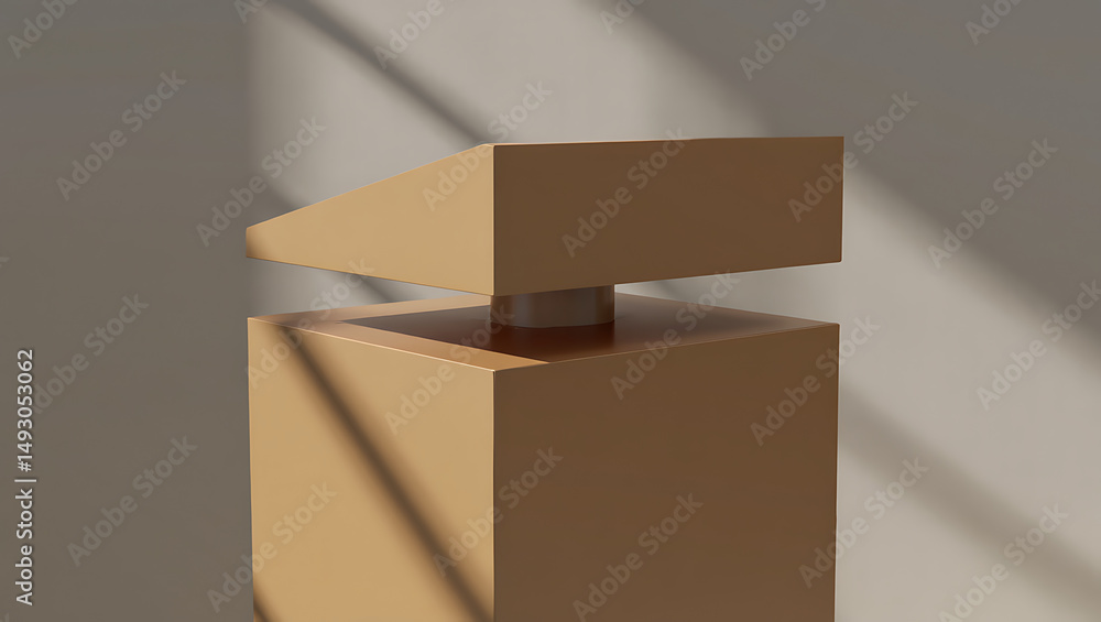Fototapete minimalist beige wooden block structure abstract 3d render